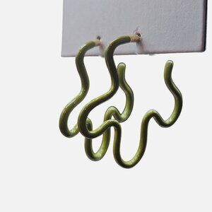 Urban Outfitters Squiggle Wavy Green Statement Earrings
